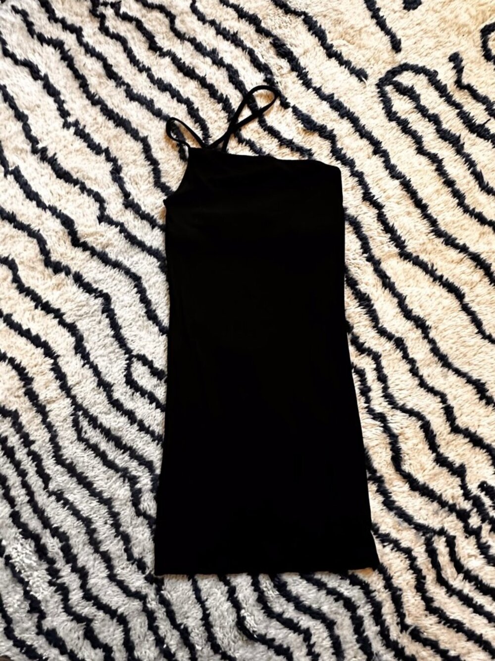 Enza Costa Black Ribbed Cami Tank Dress Size M